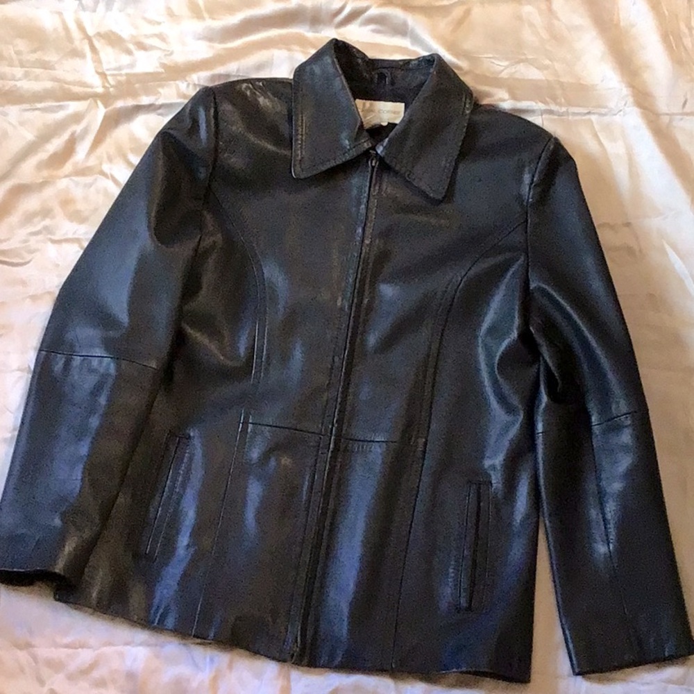 Black leather jacket from Casual Corner